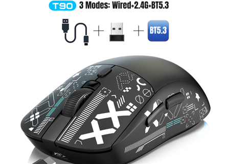 New product T90 wired+2.4G+BT5.3 three mode wireless mouse